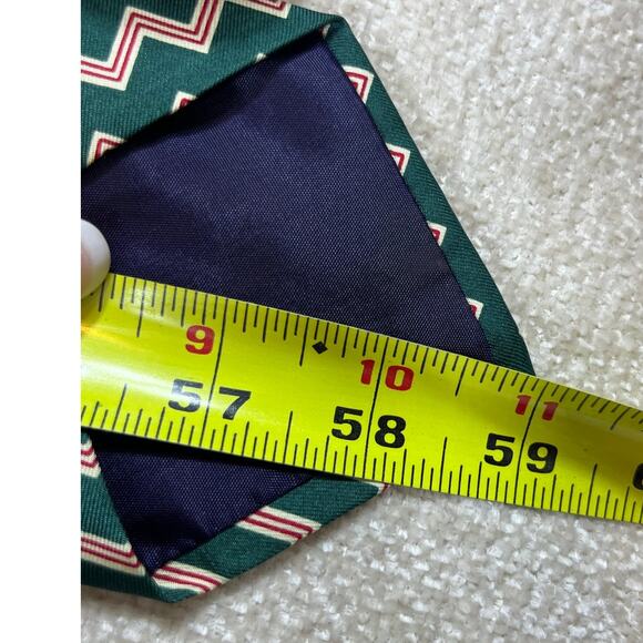 Polo Ralph Lauren Men Red Green Zigzag 100% Silk Necktie 59" × 3.75" Designer - Picture 5 of 8